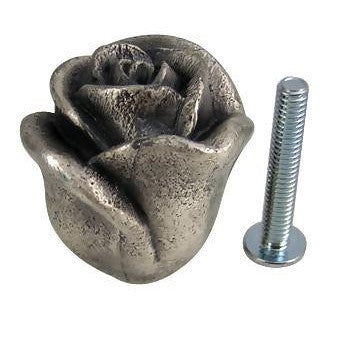 COPPER MOUNTAIN HARDWARE 1 3/16 Inch Solid Pewter Rose Knob (Matte Pewter Finish)