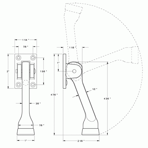 DELTANA 4 Inch Solid Brass Kickdown Door Holder (Oil Rubbed Bronze Finish)