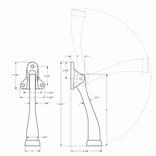 DELTANA 5 Inch Solid Brass Kickdown Door Holder (Oil Rubbed Bronze Finish)