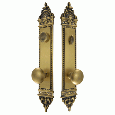 COPPER MOUNTAIN HARDWARE L'Enfant Style Single Door Deadbolt Entryway Set Antique Brass Finish