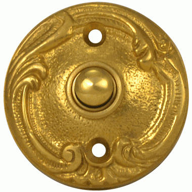 COPPER MOUNTAIN HARDWARE Lafayette Swirl Style Door Bell Push Button (Polished Brass Finish)