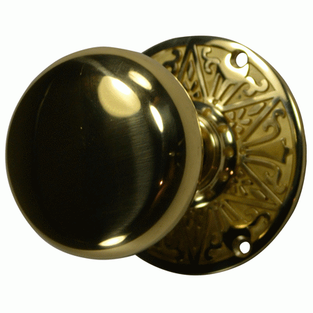 Eastlake Door Set With Round Brass Knob (Several Finishes Available) COPPER MOUNTAIN HARDWARE