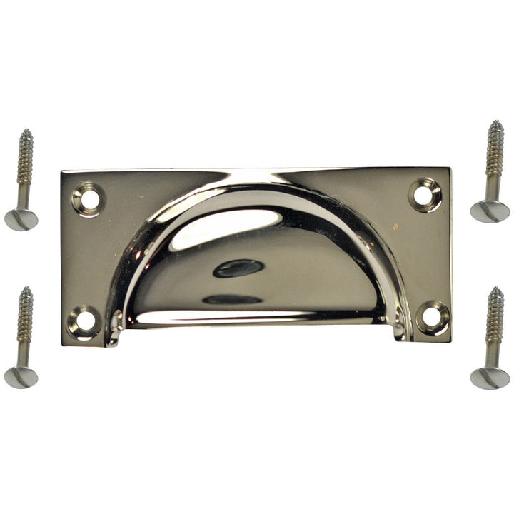 COPPER MOUNTAIN HARDWARE 3 1/2 Inch Overall (3 Inch c-c) Traditional Square Cup Pull (Polished Nickel Finish)