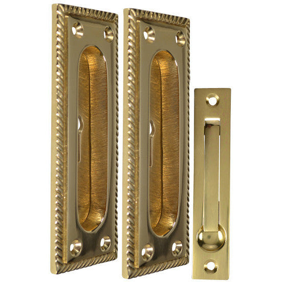 Georgian Square Single Pocket Passage Style Door Set (Polished Brass Finish) COPPER MOUNTAIN HARDWARE