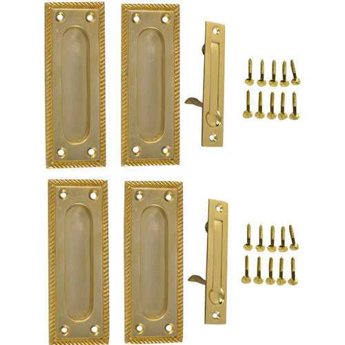 Georgian Square Double Pocket Passage Style Door Set (Polished Brass Finish) COPPER MOUNTAIN HARDWARE