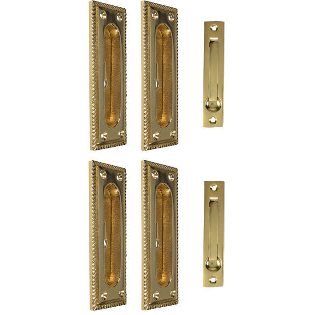 Georgian Square Double Pocket Passage Style Door Set (Polished Brass Finish) COPPER MOUNTAIN HARDWARE