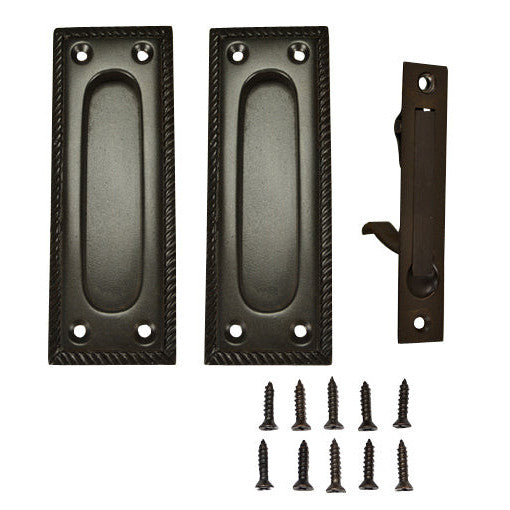 COPPER MOUNTAIN HARDWARE Georgian Square Single Pocket Passage Style Door Set (Oil Rubbed Bronze Finish)