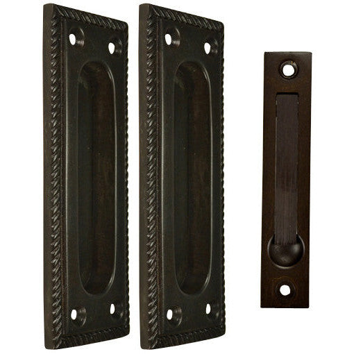 COPPER MOUNTAIN HARDWARE Georgian Square Single Pocket Passage Style Door Set (Oil Rubbed Bronze Finish)