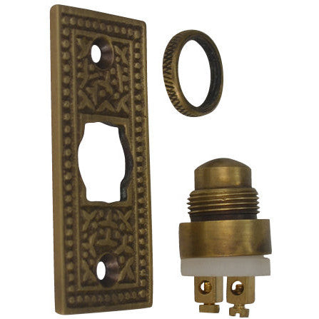 Solid Brass Rice Pattern Door Bell (Antique Brass Finish) COPPER MOUNTAIN HARDWARE