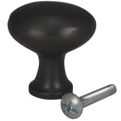 COPPER MOUNTAIN HARDWARE 1 1/4 Inch Solid Brass Traditional Egg Shaped Knob (Oil Rubbed Bronze Finish)