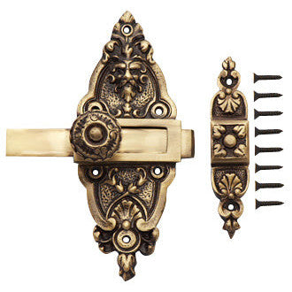 Copper Mountain Hardware 5 1/2 Gargoyle French Door or Cabinet Slide Bolt Latch (Antique Brass Finish)