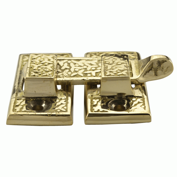 Copper Mountain Hardware Solid Brass Rice Pattern Cabinet Latch (Polished Brass Finish)