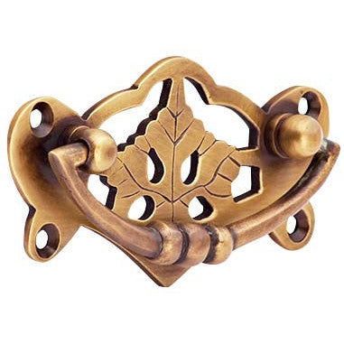 COPPER MOUNTAIN HARDWARE 4 Inch Solid Brass Ornate Broken Leaf Bail Pull (Antique Brass Finish)