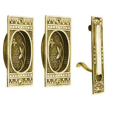 COPPER MOUNTAIN HARDWARE Broken Leaf Single Pocket Passage Style Door Set Polished Brass Finish