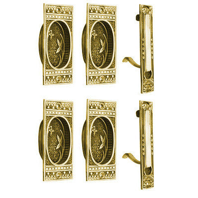 COPPER MOUNTAIN HARDWARE Broken Leaf Double Pocket Passage Style Door Set (Polished Brass)