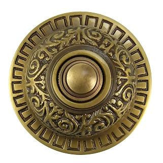 COPPER MOUNTAIN HARDWARE 2 7/8 Inch Diameter Eastlake Doorbell (Antique Brass Finish)