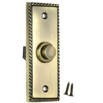 DELTANA 3 1/3 Inch Solid Brass Doorbell Button (Antique Brass Finish)