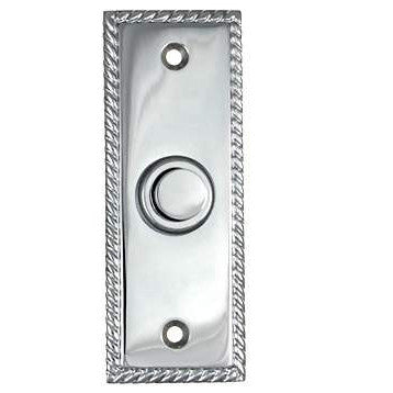 DELTANA 3 1/3 Inch Solid Brass Doorbell Button (Polished Chrome Finish)