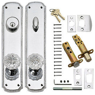 COPPER MOUNTAIN HARDWARE 11 1/2 Inch Beaded Deadbolt Entryway Set (Polished Chrome Finish)