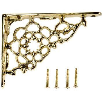 COPPER MOUNTAIN HARDWARE 4 Inch Solid Brass Star Shape Shelf Bracket (Polished Brass Finish)