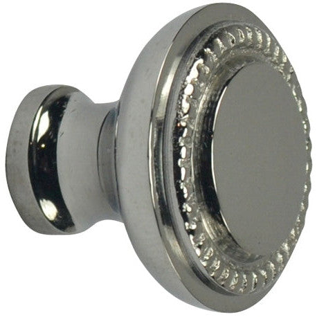 COPPER MOUNTAIN HARDWARE 1 1/2 Inch Solid Brass Beaded Round Knob (Polished Chrome Finish)