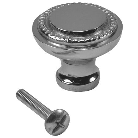 COPPER MOUNTAIN HARDWARE 1 1/2 Inch Solid Brass Beaded Round Knob (Polished Chrome Finish)