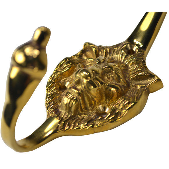 Traditional Solid Brass Lion Head Coat Hook (Polished Brass Finish) COPPER MOUNTAIN HARDWARE