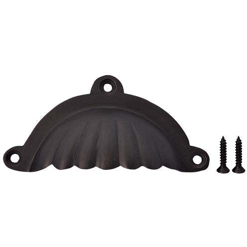 4 Inch Overall (3 1/2 Inch c-c) Solid Brass Scalloped Style Cup Pull (Oil Rubbed Bronze Finish) COPPER MOUNTAIN HARDWARE