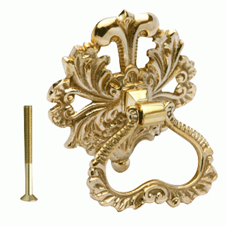 COPPER MOUNTAIN HARDWARE 3 Inch Victorian Leaves Drop Ring Pull (Polished Brass Finish)