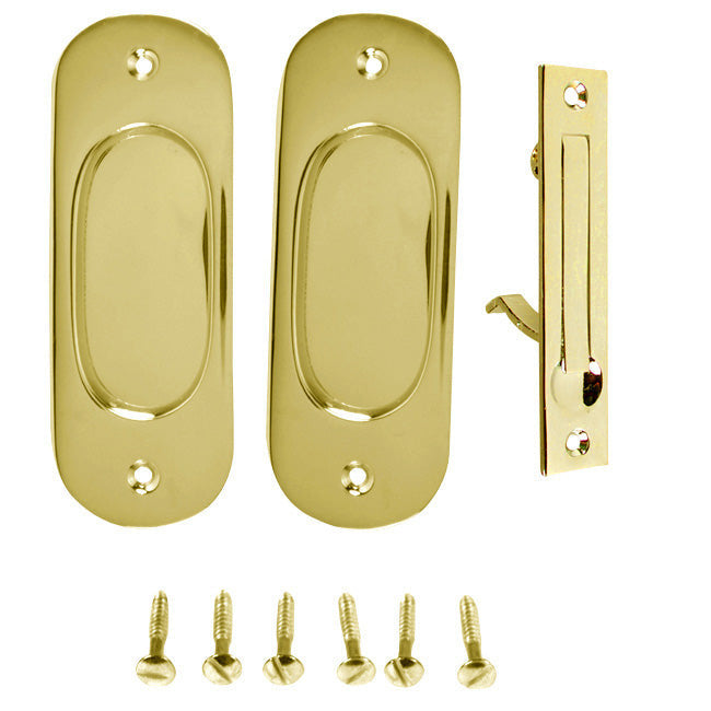 COPPER MOUNTAIN HARDWARE Traditional Oval Pattern Single Pocket Passage Style Door Set (Polished Brass Finish)