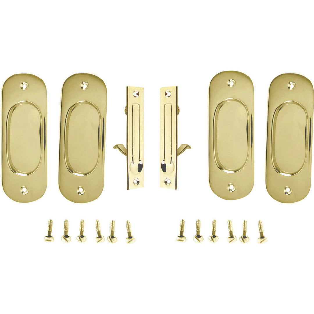 COPPER MOUNTAIN HARDWARE Traditional Oval Pattern Double Pocket Passage Style Door Set (Polished Brass)