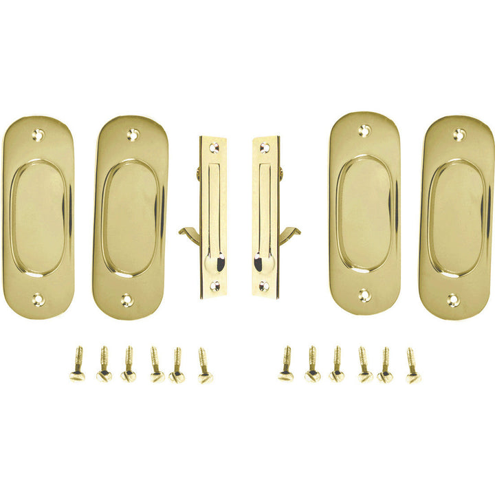 COPPER MOUNTAIN HARDWARE Traditional Oval Pattern Double Pocket Passage Style Door Set (Polished Brass)