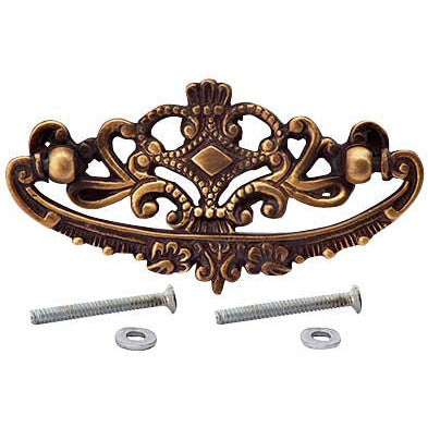 COPPER MOUNTAIN HARDWARE 4 1/8 Inch Solid Brass Ornate Victorian Pull (Antique Brass Finish)