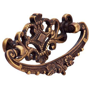 COPPER MOUNTAIN HARDWARE 4 1/8 Inch Solid Brass Ornate Victorian Pull (Antique Brass Finish)