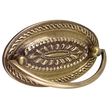 COPPER MOUNTAIN HARDWARE 4 Inch Solid Brass Oval Drop Style Pull (Antique Brass Finish)