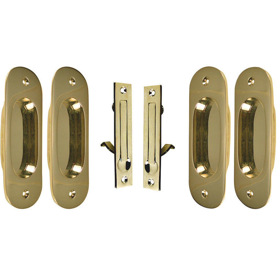 COPPER MOUNTAIN HARDWARE Traditional Oval Pattern Double Pocket Passage Style Door Set (Polished Brass)