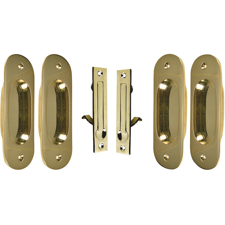 COPPER MOUNTAIN HARDWARE Traditional Oval Pattern Double Pocket Passage Style Door Set (Polished Brass)