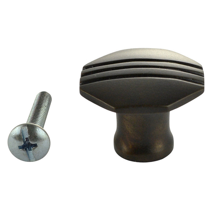 1 1/10 Inch Solid Brass Black Stripe Octagon Knob (Oil Rubbed Bronze Finish) COPPER MOUNTAIN HARDWARE