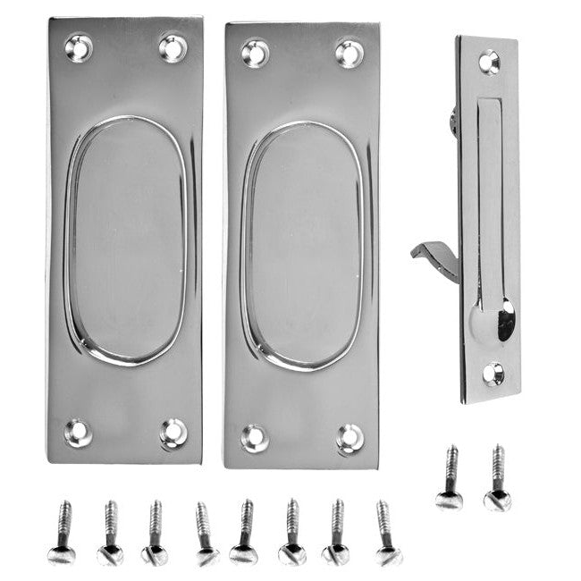 COPPER MOUNTAIN HARDWARE New Traditional Square Pattern Single Pocket Passage Style Door Set (Polished Chrome Finish)