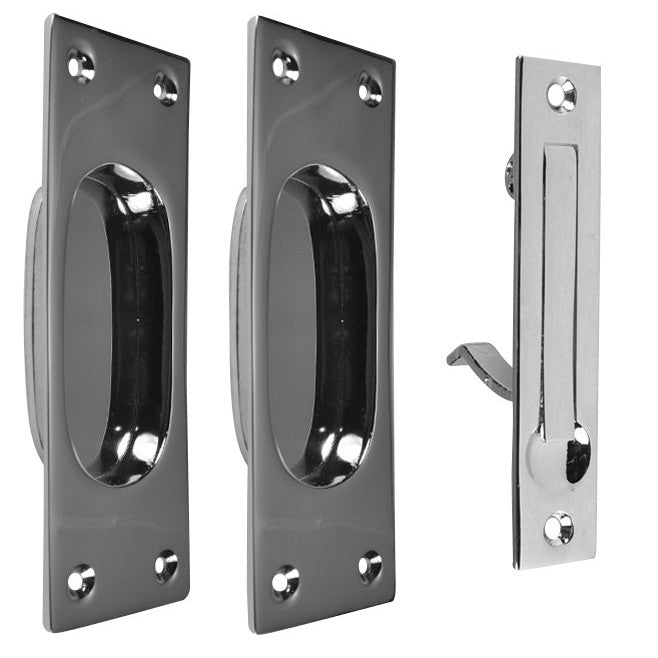 COPPER MOUNTAIN HARDWARE New Traditional Square Pattern Single Pocket Passage Style Door Set (Polished Chrome Finish)