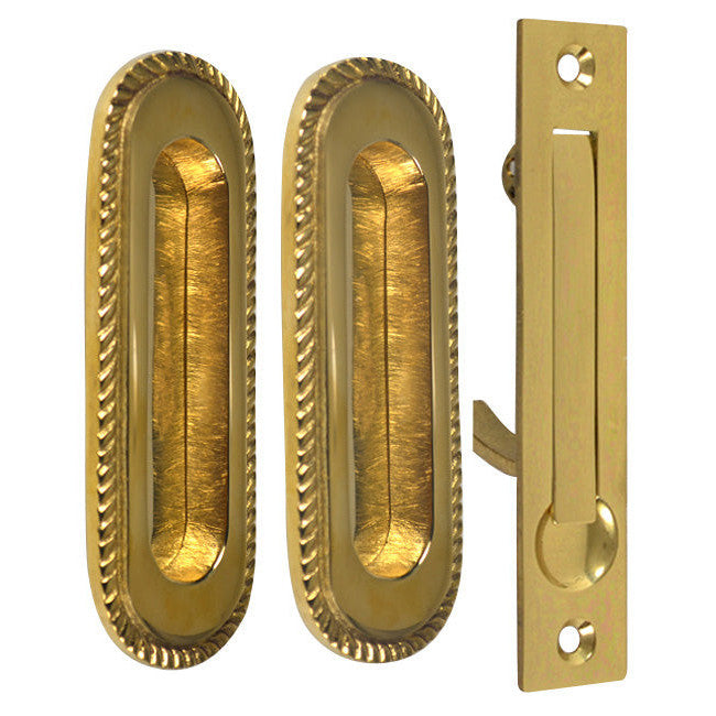 COPPER MOUNTAIN HARDWARE Georgian Oval Single Pocket Passage Style Door Set (Polished Brass Finish)