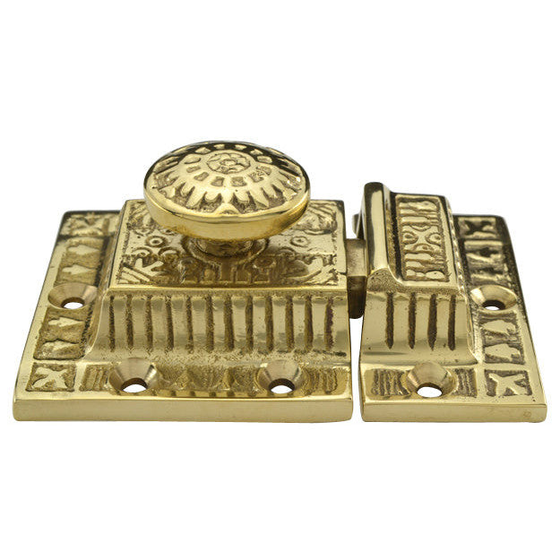 COPPER MOUNTAIN HARDWARE 3 Inch Long Windsor Pattern Lost Wax Cast Cabinet Latch (Polished Brass Finish)