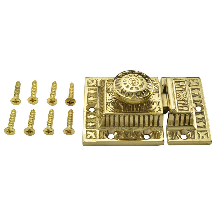 COPPER MOUNTAIN HARDWARE 3 Inch Long Windsor Pattern Lost Wax Cast Cabinet Latch (Polished Brass Finish)