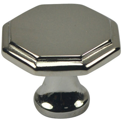 1 5/8 Inch Solid Brass Octagonal Cabinet Knob (Polished Chrome Finish)