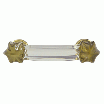 COPPER MOUNTAIN HARDWARE 4 Inch Overall (3 Inch c-c) Crystal Clear Glass Bridge Handle (Polished Brass Base)