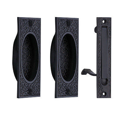 COPPER MOUNTAIN HARDWARE Rice Pattern Single Pocket Passage Style Door Set (Oil Rubbed Bronze)