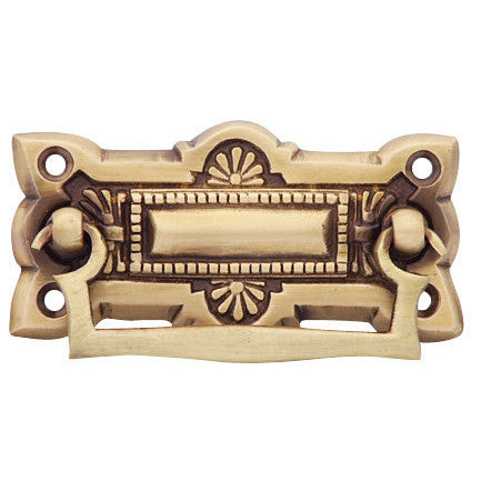 COPPER MOUNTAIN HARDWARE 3 3/4 Inch Art Deco Solid Brass Drawer Pull (Antique Brass Finish)