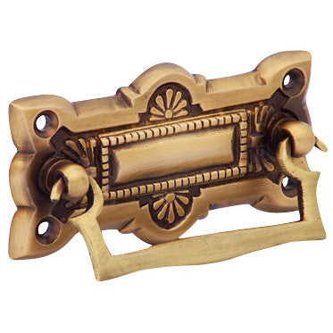 COPPER MOUNTAIN HARDWARE 3 3/4 Inch Art Deco Solid Brass Drawer Pull (Antique Brass Finish)