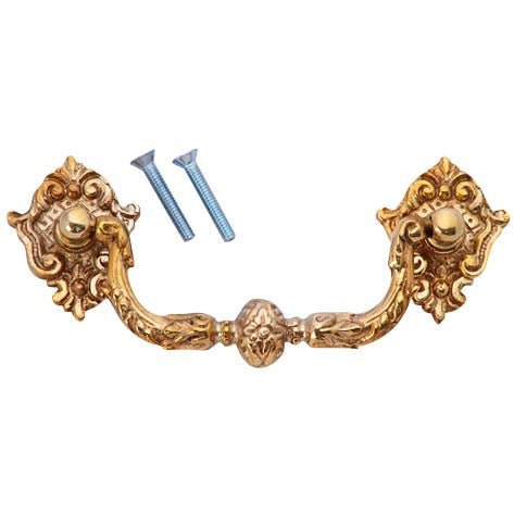 Copper Mountain Hardware 5 Inch Solid Brass Ornate Victorian Curve Bail Handle (Polished Brass Finish)