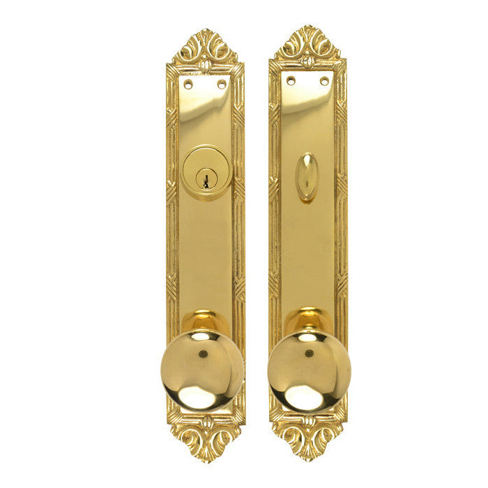 COPPER MOUNTAIN HARDWARE Ribbon & Reed Oval Deadbolt Entryway Set (Polished Brass Finish)